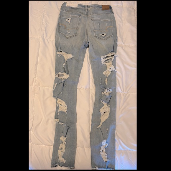 American eagle High Rise Jegging destroyed denim NEW - Picture 4 of 4